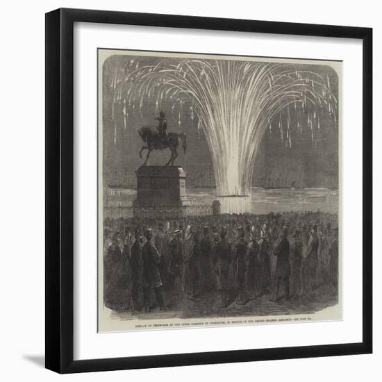 Display of Fireworks in the Inner Harbour of Cherbourg, in Honour of the British Channel Squadron-null-Framed Giclee Print