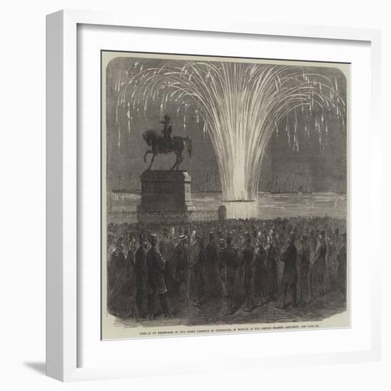 Display of Fireworks in the Inner Harbour of Cherbourg, in Honour of the British Channel Squadron-null-Framed Giclee Print