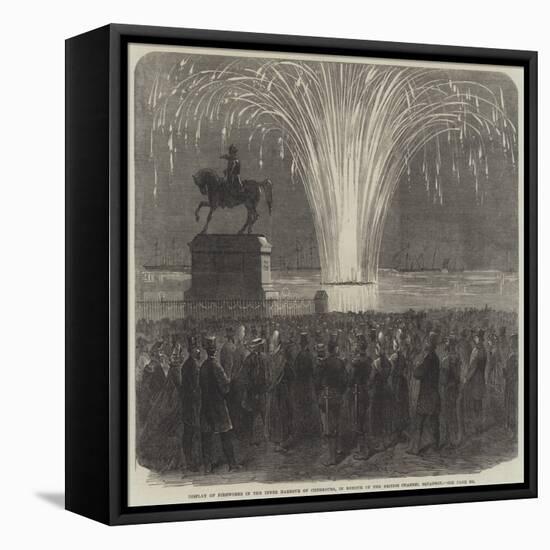 Display of Fireworks in the Inner Harbour of Cherbourg, in Honour of the British Channel Squadron-null-Framed Stretched Canvas