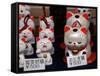 Display of Lucky Cats, Japanese Cultural Icon for Good Fortune, Akasaka, Tokyo, Japan-Nancy & Steve Ross-Framed Stretched Canvas