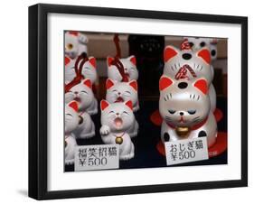 Display of Lucky Cats, Japanese Cultural Icon for Good Fortune, Akasaka, Tokyo, Japan-Nancy & Steve Ross-Framed Photographic Print