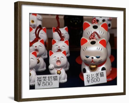 Display of Lucky Cats, Japanese Cultural Icon for Good Fortune, Akasaka, Tokyo, Japan-Nancy & Steve Ross-Framed Photographic Print