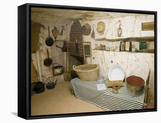 Display of Old Opal Miners Home, Coober Pedy, Outback, Australia-David Wall-Framed Stretched Canvas