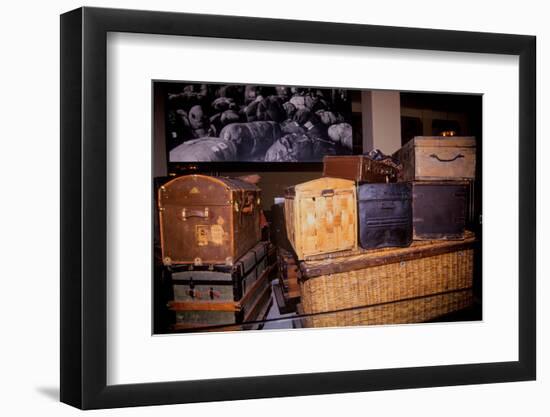 Display of old trunks and suitcases at Ellis Island National Park, New York City, New York-null-Framed Photographic Print