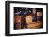 Display of old trunks and suitcases at Ellis Island National Park, New York City, New York-null-Framed Photographic Print