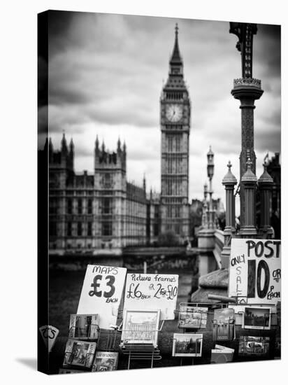 Display of Poscards of London with Big Ben in the background - London - England - United Kingdom-Philippe Hugonnard-Stretched Canvas