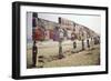 Display of Posters Mounted on Pilings in the Sand, Montauk Point, Long Island, New York, 1967-Henry Groskinsky-Framed Photographic Print