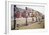 Display of Posters Mounted on Pilings in the Sand, Montauk Point, Long Island, New York, 1967-Henry Groskinsky-Framed Photographic Print