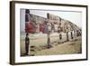 Display of Posters Mounted on Pilings in the Sand, Montauk Point, Long Island, New York, 1967-Henry Groskinsky-Framed Photographic Print