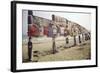 Display of Posters Mounted on Pilings in the Sand, Montauk Point, Long Island, New York, 1967-Henry Groskinsky-Framed Photographic Print