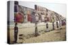 Display of Posters Mounted on Pilings in the Sand, Montauk Point, Long Island, New York, 1967-Henry Groskinsky-Stretched Canvas