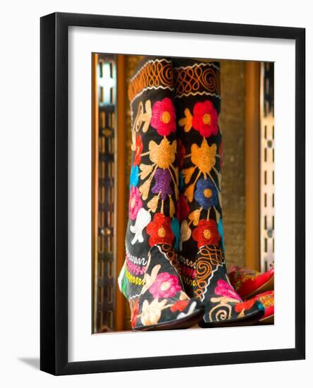 Display of Shoes for Sale at Vendors Booth, Spice Market, Istanbul, Turkey-Darrell Gulin-Framed Photographic Print