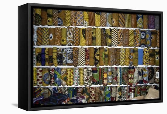 Display of Textiles and Fabrics at Market in Kumasi, Ghana-null-Framed Stretched Canvas