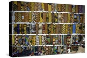 Display of Textiles and Fabrics at Market in Kumasi, Ghana-null-Stretched Canvas