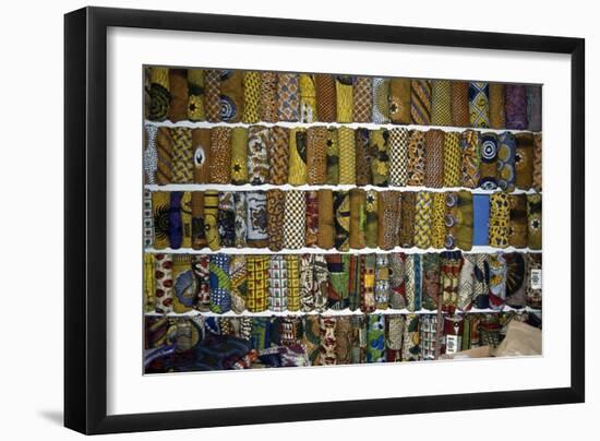 Display of Textiles and Fabrics at Market in Kumasi, Ghana-null-Framed Giclee Print