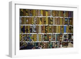 Display of Textiles and Fabrics at Market in Kumasi, Ghana-null-Framed Giclee Print