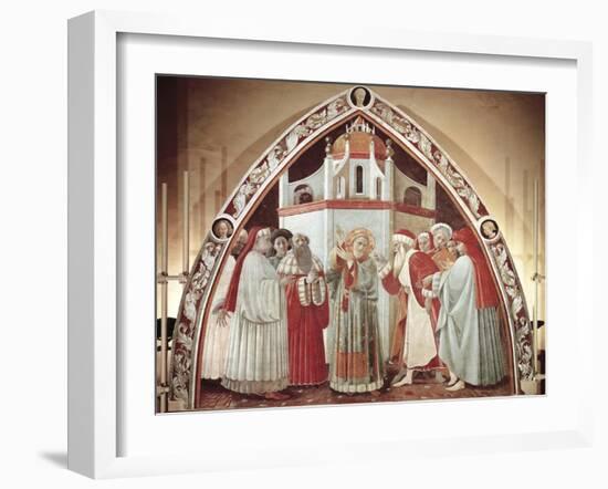 Disputation of St. Stephen, Scene from Stories of St. Stephen, 1435-1440-Paolo Uccello-Framed Giclee Print