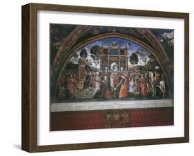 Dispute of St. Catherine (With Emperor Maximian)-Bernardino di Betto Pinturicchio-Framed Art Print