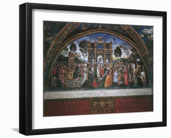 Dispute of St. Catherine (With Emperor Maximian)-Bernardino di Betto Pinturicchio-Framed Art Print