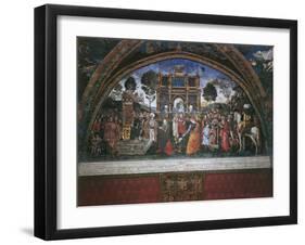 Dispute of St. Catherine (With Emperor Maximian)-Bernardino di Betto Pinturicchio-Framed Art Print