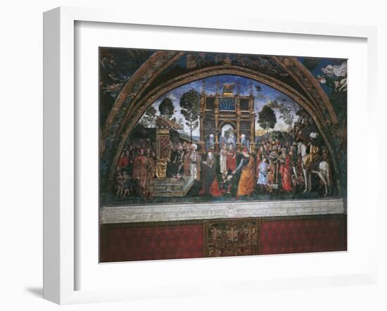 Dispute of St. Catherine (With Emperor Maximian)-Bernardino di Betto Pinturicchio-Framed Art Print