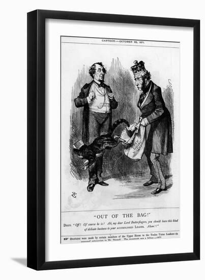 Disraeli, Cat, Bag, Lord-John Tenniel-Framed Art Print