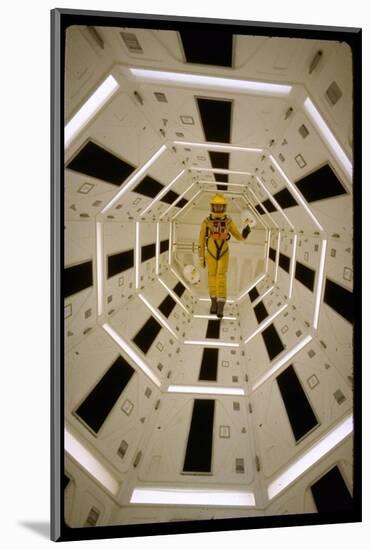 Distance Shot of Actor in Astronaut Suit Walking Through Geometrically Designed Hal Computer Center-Dmitri Kessel-Mounted Photographic Print