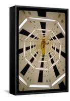 Distance Shot of Actor in Astronaut Suit Walking Through Geometrically Designed Hal Computer Center-Dmitri Kessel-Framed Stretched Canvas