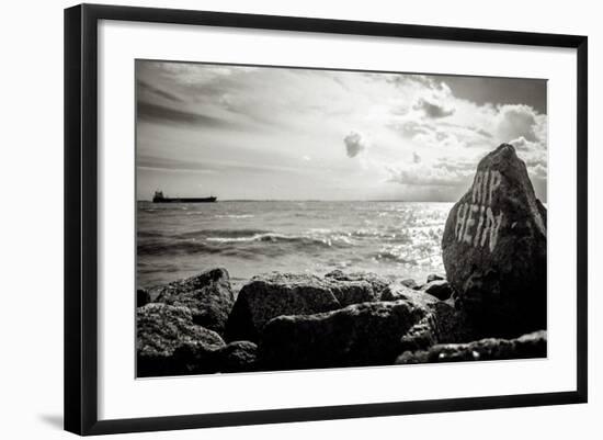 Distant Cargo Ship on Horizon-Torsten Richter-Framed Photographic Print