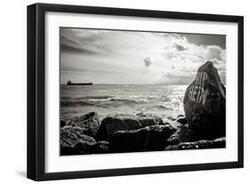 Distant Cargo Ship on Horizon-Torsten Richter-Framed Photographic Print