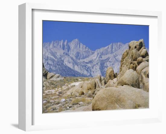 Distant Granite Peaks of Mount Whitney (4416M), Sierra Nevada, California, USA-Anthony Waltham-Framed Photographic Print