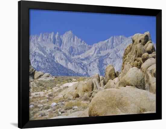 Distant Granite Peaks of Mount Whitney (4416M), Sierra Nevada, California, USA-Anthony Waltham-Framed Photographic Print