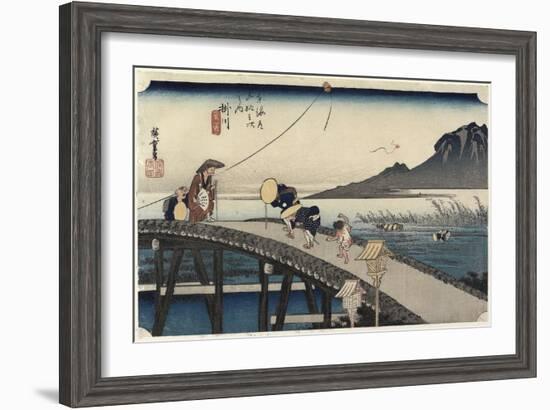 Distant View of Akiba Mountain, Kakegawa, C. 1833-Utagawa Hiroshige-Framed Giclee Print