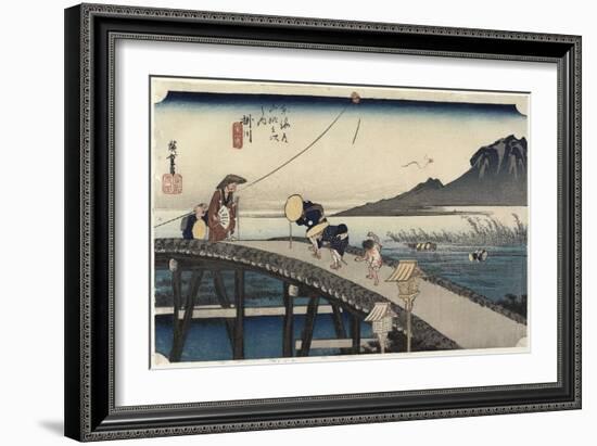 Distant View of Akiba Mountain, Kakegawa, C. 1833-Utagawa Hiroshige-Framed Giclee Print