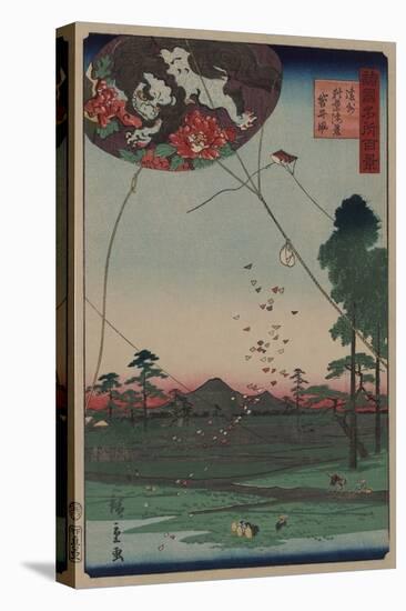 Distant View of Akiba of Enshu: Kites of Fukuroi (Enshu? Akiba Enkei Fukuroi No Tako)-Ando Hiroshige-Stretched Canvas