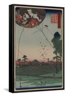 Distant View of Akiba of Enshu: Kites of Fukuroi (Enshu? Akiba Enkei Fukuroi No Tako)-Ando Hiroshige-Framed Stretched Canvas