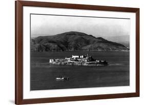 Distant View of Alcatraz Island - San Francisco, CA-Lantern Press-Framed Art Print