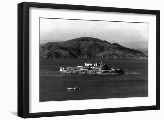 Distant View of Alcatraz Island - San Francisco, CA-Lantern Press-Framed Art Print