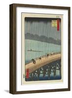 Distant View of Atake in Evening Shower over the Ohashi Bridge, September 1857-Utagawa Hiroshige-Framed Giclee Print