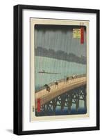 Distant View of Atake in Evening Shower over the Ohashi Bridge, September 1857-Utagawa Hiroshige-Framed Giclee Print