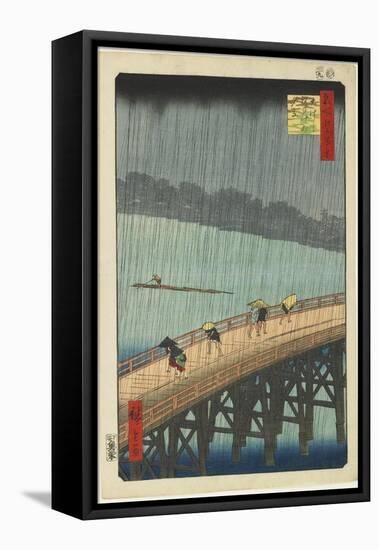 Distant View of Atake in Evening Shower over the Ohashi Bridge, September 1857-Utagawa Hiroshige-Framed Stretched Canvas