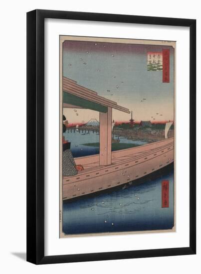 Distant View of Kinryu-zan Temple and Azuma Bridge-Ando Hiroshige-Framed Giclee Print