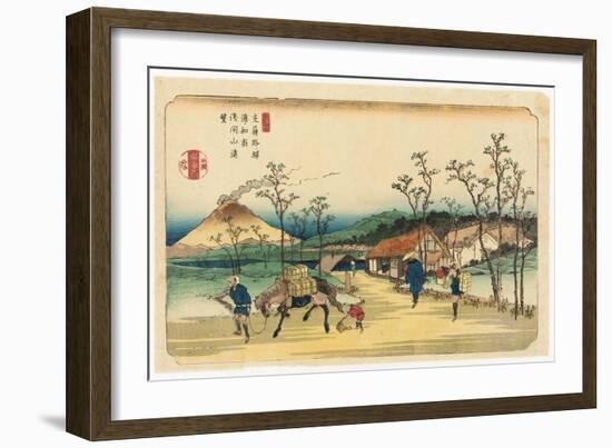 Distant View of Mount Asama from Urawa Station, Station 4 from the Series 'stytations of the Kiso…-Keisai Eisen-Framed Giclee Print