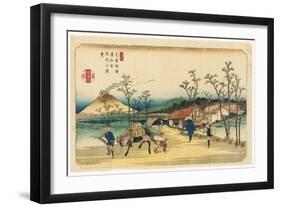 Distant View of Mount Asama from Urawa Station, Station 4 from the Series 'stytations of the Kiso…-Keisai Eisen-Framed Giclee Print