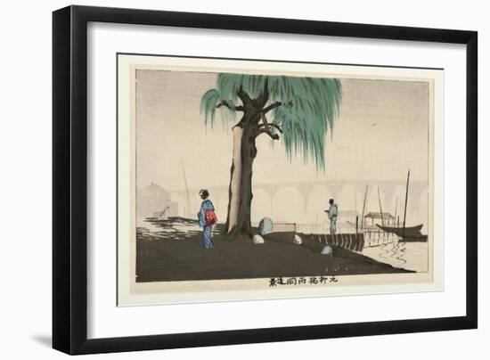 Distant View of Ryogoku from Motoyanagi Bridge, 1880-82-Kobayashi Kiyochika-Framed Giclee Print
