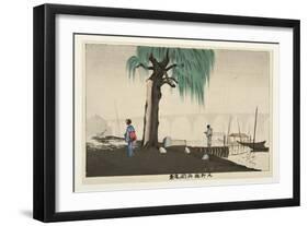 Distant View of Ryogoku from Motoyanagi Bridge, 1880-82-Kobayashi Kiyochika-Framed Giclee Print