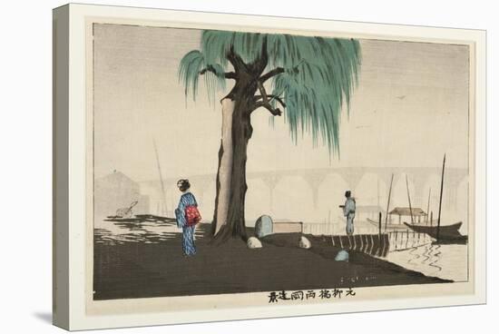 Distant View of Ryogoku from Motoyanagi Bridge, 1880-82-Kobayashi Kiyochika-Stretched Canvas