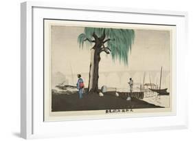 Distant View of Ryogoku from Motoyanagi Bridge, 1880-82-Kobayashi Kiyochika-Framed Giclee Print