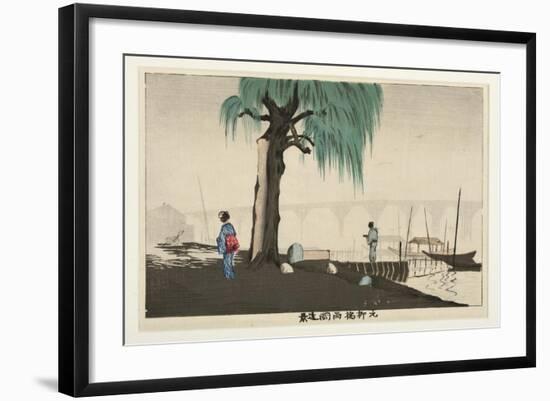 Distant View of Ryogoku from Motoyanagi Bridge, 1880-82-Kobayashi Kiyochika-Framed Giclee Print