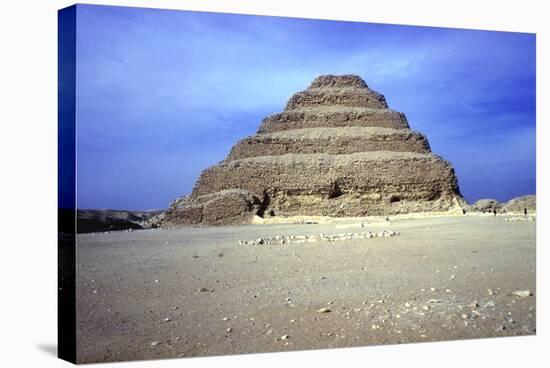 Distant View of the Step Pyramid of King Djoser (Zozer), Saqqara, Egypt, 3rd Dynasty, C2600 Bc-Imhotep-Stretched Canvas